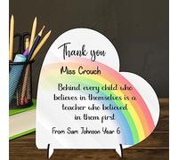 Personalised Teacher Appreciation Plaque with Stands - Thank You Keepsake, Customisable Design, Made from FSC-Certified MDF, Handcrafted in the UK (Mdf Wood 13.5cm x 13.5cm, Behind every child)