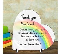 Personalised Teacher Appreciation Plaque with Stands - Thank You Keepsake, Customisable Design, Made from FSC-Certified MDF, Handcrafted in the UK (Mdf Wood 8.5cm x 8.5cm, Behind every child)
