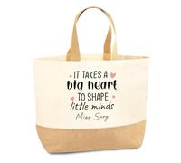 Personalised Teacher Bag with Name, Custom Teacher Tote Bag, Best Teacher Gift, Teaching Assistant Present, Teacher Stuff Bag, Teacher Thank You Gift, Jute Shoulder Bag
