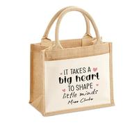 Personalised Teacher Bag with Name, Custom Teacher Tote Bag, Best Teacher Gift, Teaching Assistant Present, Teacher Stuff Bag, Teacher Thank You Gift, Jute Shoulder Bag