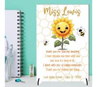 Personalised Teacher Farewell Freestanding Plaque - Thank You for Bee-ing Amazing Sunflower & Bee Design, Custom Message, Teacher End of Year Gift Keepsake Sign (MDF Wood, A5-21cm x 14cm)
