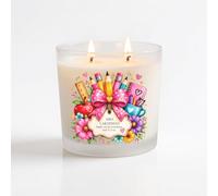 Personalised Teacher Gift Candle, Frosted Glass, Handmade, Custom Message, 80-Hour Burn Time, Thank You End of Year Gift