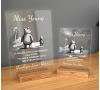 Personalised Teacher Gift Plaque, Solid Oak Stand from Thank You Teacher Gifts Best Teacher Leaving Present - Winnie the Pooh Art & Quote (A6-105x148mm (4.1 x 5.8 inch), No Stand)