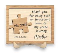 Personalised Teacher Gift Thank You Plaque Wooden Jigsaw Puzzle Heart Custom Name Message Best Teacher Gifts for End of Term, Nursery, Teaching Assistant, Keyworker Thank You for Helping Me Grow