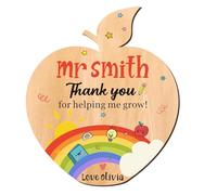 Personalised Teacher Gifts for Women Men Custom Fridge Magnets Gifts Thank You Gift Thank You Teacher Appreciation Gifts for Teacher End of the Year Assistant Tutor (Wood-Apple, Design 2)