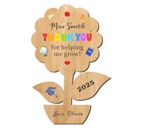 Personalised Teacher Gifts for Women Men Custom Fridge Magnets Gifts Thank You Gift Thank You Teacher Appreciation Gifts for Teacher End of the Year Assistant Tutor (Wood-Flower, Design 1)