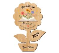 Personalised Teacher Gifts for Women Men Custom Fridge Magnets Gifts Thank You Gift Thank You Teacher Appreciation Gifts for Teacher End of the Year Assistant Tutor (Wood-Flower, Design 2)
