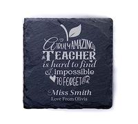 Personalised Teacher Gifts for Women Thank You Teacher Gifts Slate Coasters Teacher Coaster Thank You Coaster Best Teacher Gifts for Women Men Teaching Assistant End of Term Gifts(Design 4)