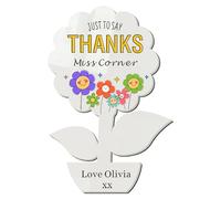 Personalised Teacher Gifts Thank You Gift Custom Acrylic Fridge Magnets Gifts with Any Name Thank You Teacher Gifts Best Teacher Gifts for Women Men Tutor Teacher Assistant (White-Flower, Design 2)