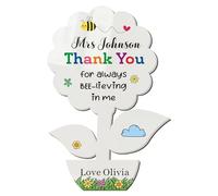 Personalised Teacher Gifts Thank You Gift Custom Acrylic Fridge Magnets Gifts with Any Name Thank You Teacher Gifts Best Teacher Gifts for Women Men Tutor Teacher Assistant (White-Flower, Design 3)