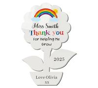 Personalised Teacher Gifts Thank You Gift Custom Acrylic Fridge Magnets Gifts with Any Name Thank You Teacher Gifts Best Teacher Gifts for Women Men Tutor Teacher Assistant (White-Flower, Design 1)