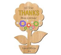 Personalised Teacher Gifts Thank You Gift Custom Wooden Fridge Magnets Gifts with Any Name Thank You Teacher Gifts Best Teacher Gifts for Women Men Tutor Teacher Assistant (Flower, Design 2)