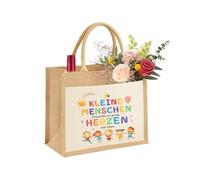Personalised Teacher Midwife Colleague Sustainable Jute Bag Cosmetic Bag Make Up Gift Bag Jute Bag Shopping Bag Made of 100% Jute and Cotton, Little People, S