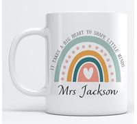 Personalised Teacher Mug “It Takes a Big Heart to Shape Little Minds” End of School Year Teacher Gift Customise with Teacher’s Name - Mug Gift for Teachers (11oz) (Design 2)