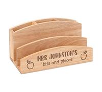 Personalised Teacher Name Message Apples Desk Tidy Letter Holder Rack Stationery Pen Pencil Pot Organiser Home Office