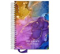 Personalised Teacher Planner 2026-2027 - Customisable Academic Year Lesson Planner, Registration pages - Undated Page-a-day Layout with Notes Section - A4 or A5 size Teacher's Planner - Marble