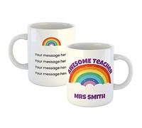 Personalised Teacher Teaching Assistant TA Mug - Awesome Teacher Rainbow Design