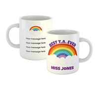 Personalised Teacher Teaching Assistant TA Mug - Best T.A Ever Rainbow Design