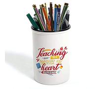Personalised Teaching is a Work of Heart Any Name Themed Teachers Present Pencil Pot, Pen Pot.