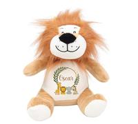 Personalised Teddy Bear Baby Boy Girl Lion Giraffe Monkey Name Newborn Gift (Lion Name Only)