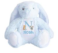 Personalised Teddy Bear Baby Boys Girls Bunny Rabbit Unicorn Name Newborn Gift (Blue Rabbit)