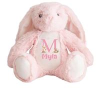 Personalised Teddy Bear Baby Boys Girls Bunny Rabbit Unicorn Name Newborn Gift (Pink Rabbit)