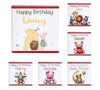 Personalised Teddy Bear Milk Chocolate Neapolitans Coins Sweets Baby Shower Winnie the Pooh Valentines Happy Birthday 1st 2nd 3rd Unisex Boy Girl Congratulations (100, Red Neapolitan)