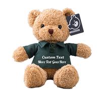 Personalised Teddy Bear Plush, Customised Gifts Stuffed Teddy Bear with Name/ Custom Text as Personalised Gift for Girls/ Boys on Birthday/ Christmas/ Anniversary/ Valentines Day (12 IN-Dark Green)