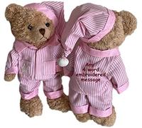 Personalised Teddy Bear Traditional Teddy Bedtime Bear Baby's 1st Birthday, Christening, Flower Girl, Newborn Bear Girl Boy Unisex Gift Pink Pyjama's