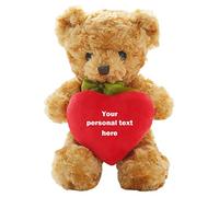 Personalised Teddy Bear with Customized Text on Heart Shape, Stuffed Animals Teddy Bear Personalised Gift for Valentines Day, Birthday, Anniversary, Christmas,Teachers' Day, Graduation(10-IN--Red)