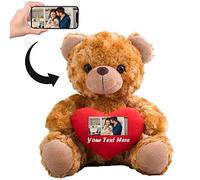 Personalised Teddy Bear with Heart for Customized Text & Image, Personalized Gifts Teddy Bear Plush Custom Teddy Bear Stuffed Animal for Girlfriend/ Family for Birthday/ Valentines Day(8in-Brown)