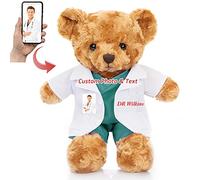 Personalised Teddy Bear with Photo & Custom Text/Blessing, Bear Stuffed Animal as Nurse Gift/Doctor Gift for Women/Men, Personalised Gift for Doctor/Medical Student Graduation (8IN-Doctor 2)