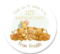 Personalised Teddy Bear's Picnic Party Bag Stickers, 12 or 24 per Sheet