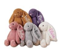 Personalised Teddy Bunny with Name & Date custom teddy Personalised buuny Soft Plush Personalized easter teddy Embroidered letters Customised rabbit toys personalised easter gifts for kids
