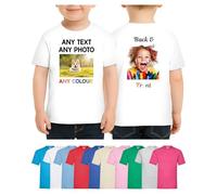 Personalised Teen T Shirt Printed Photo Tshirt Any Text Create Your Own Custom Design Top Tee Girl Boys Kids - 12-13 Years White