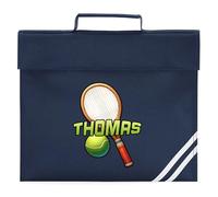 Personalised Tennis Ball Book Bag for Kids Racket Sports Return to School Nursery Boys Girls Bag, One Size, Navy