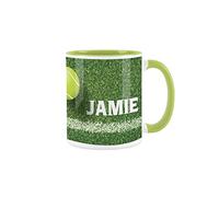 Personalised Tennis Ball Mug - Light Green Coffee Tea Present Tennis Gift