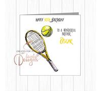 Personalised Tennis Birthday Card 30th 40th 50th Dad Brother Uncle Godfather