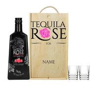 Personalised Tequila Rose Gift Set with Shot Glasses 70cl 15% ABV - Strawberry Cream Tequila Liqueur Gift for Women Birthday Mothers Day UK
