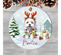 Personalised Terrier Dog Breed Christmas Tree Hanging Decoration - Fun Festive Dog Design Custom Name Keepsake Gift For Pet Owners (West Highland Terrier, MDF Wood - Indoor Use Only)