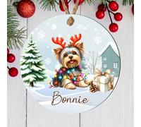 Personalised Terrier Dog Breed Christmas Tree Hanging Decoration - Fun Festive Dog Design Custom Name Keepsake Gift For Pet Owners (Yorkshire Terrier, MDF Wood - Indoor Use Only)