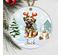 Personalised Terrier Dog Breed Christmas Tree Hanging Decoration - Fun Festive Dog Design Custom Name Keepsake Gift For Pet Owners (Border Terrier, Acrylic - Indoor & Outdoor Use)