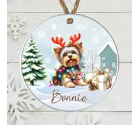 Personalised Terrier Dog Breed Christmas Tree Hanging Decoration - Fun Festive Dog Design Custom Name Keepsake Gift For Pet Owners (Yorkshire Terrier, Acrylic - Indoor & Outdoor Use)