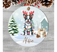 Personalised Terrier Dog Breed Christmas Tree Hanging Decoration - Fun Festive Dog Design Custom Name Keepsake Gift For Pet Owners (Boston Terrier, MDF Wood - Indoor Use Only)