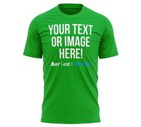Personalised Text and Image T Shirt Mens Unisex Fit Any Colour or Font Top Tee, 4XL, Irish Green
