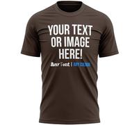 Personalised Text and Image T Shirt Mens Unisex Fit Any Colour or Font Top Tee, S, Dark Chocolate