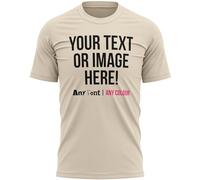 Personalised Text and Image T Shirt Mens Unisex Fit Any Colour or Font Top Tee, S, Sand