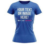 Personalised Text and Image Womens T Shirt Ladies Fit Any Colour or Font Top Tee Hen Do, M, Royal Blue
