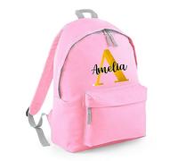 Personalised Text Back To School Initial Kids Any Name Girls Boys Happy First Day At School Backpack Bag Back to School Supplies #BS#08 Classic Pink Bag Pack