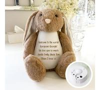 Personalised Text & Record-A-Voice Keepsake Memory Bunny - Brown | Custom Message & Voice Recording | Sympathy Gift, Remembrance